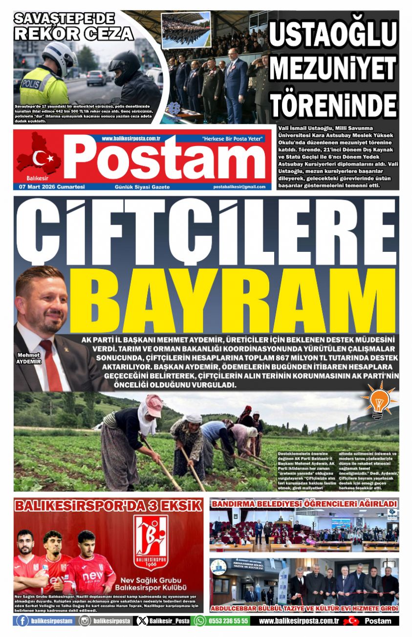 ÇİFTÇİLERE BAYRAM