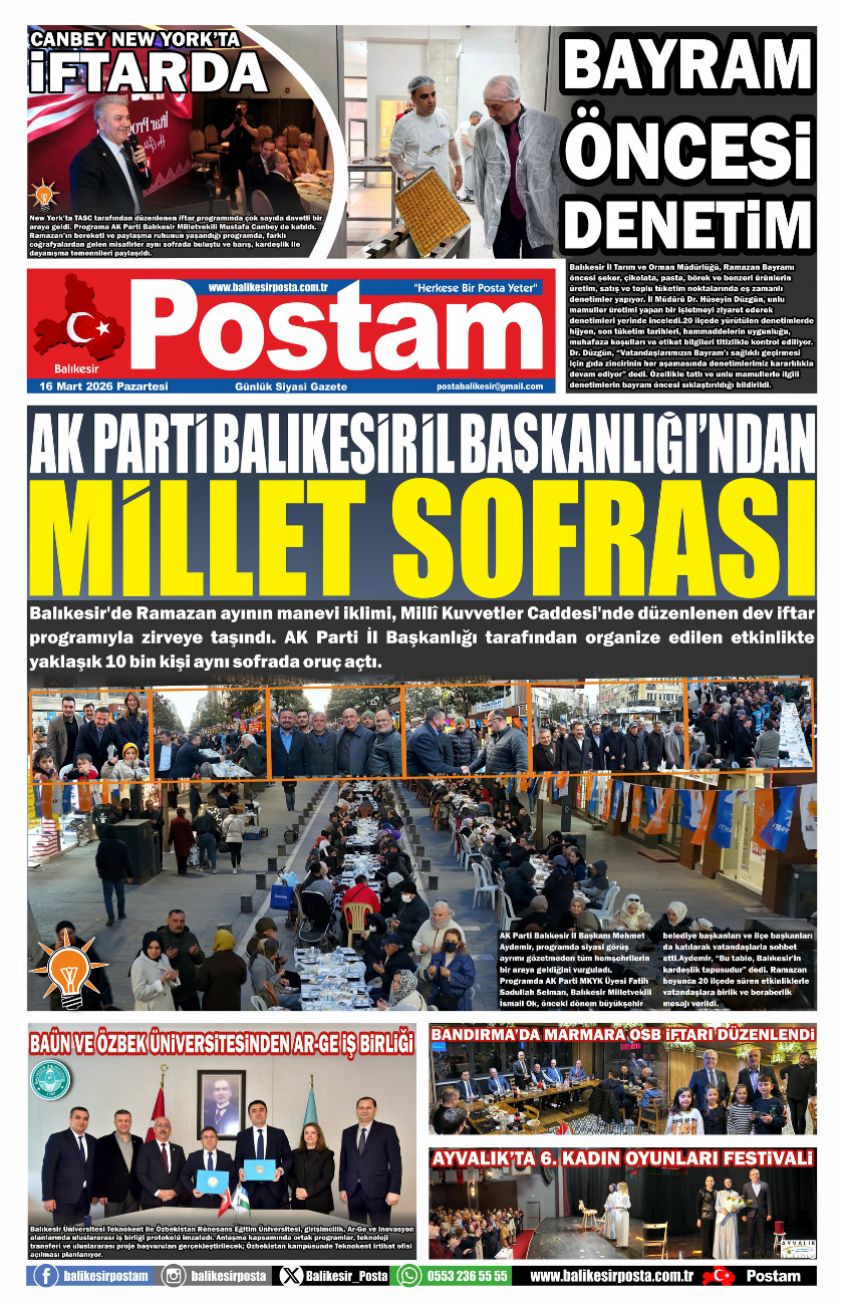 AK PARTİ BALIKESİR İL BAŞKANLIĞI’NDAN MİLLET SOFRASI
