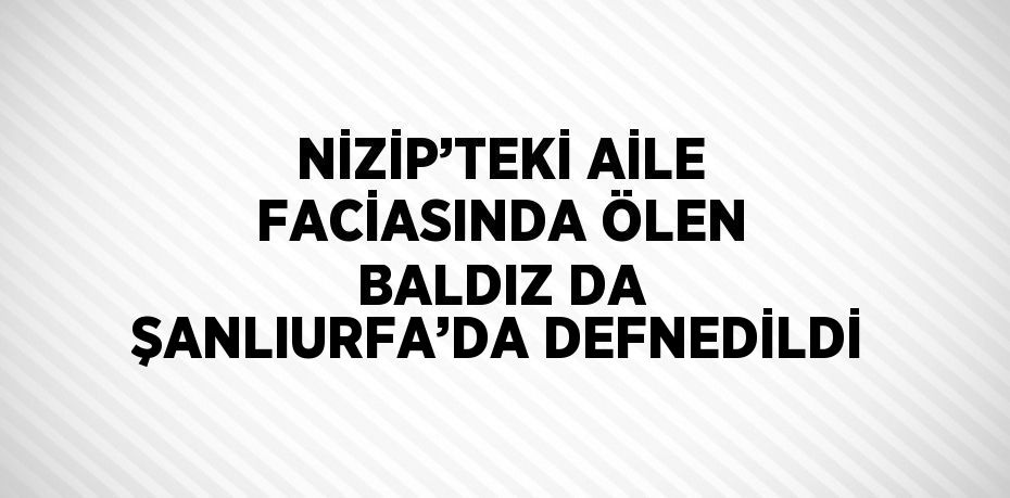 NİZİP’TEKİ AİLE FACİASINDA ÖLEN BALDIZ DA ŞANLIURFA’DA DEFNEDİLDİ
