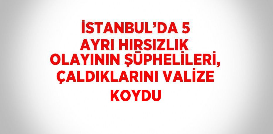 İSTANBUL’DA 5 AYRI HIRSIZLIK OLAYININ ŞÜPHELİLERİ, ÇALDIKLARINI VALİZE KOYDU