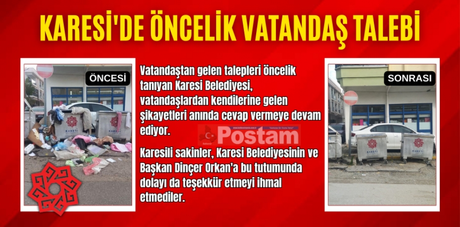 KARESİ'DE ÖNCELİK VATANDAŞ TALEBİ