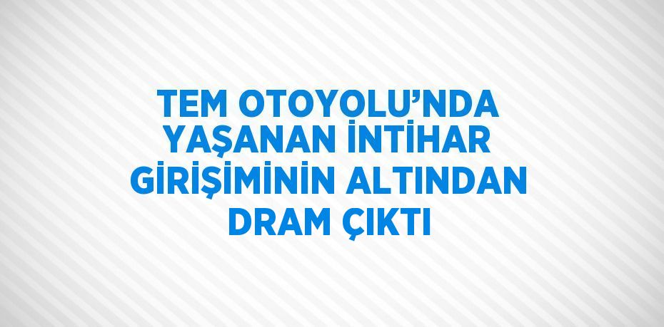 TEM OTOYOLU’NDA YAŞANAN İNTİHAR GİRİŞİMİNİN ALTINDAN DRAM ÇIKTI