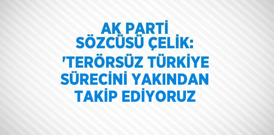 AK PARTİ SÖZCÜSÜ ÇELİK: 'TERÖRSÜZ TÜRKİYE SÜRECİNİ YAKINDAN TAKİP EDİYORUZ