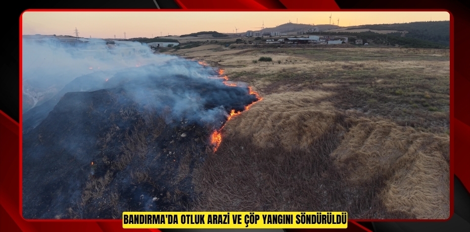 Bandırma'da otluk arazi ve çöp yangını söndürüldü