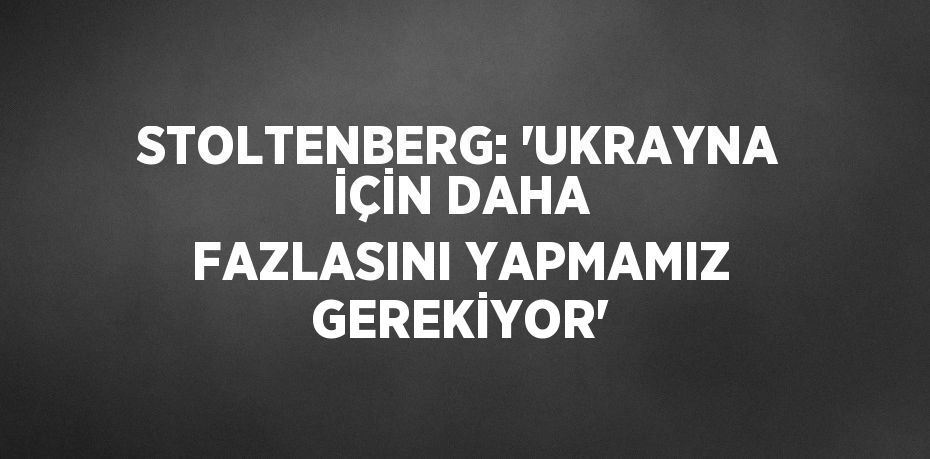STOLTENBERG: 'UKRAYNA İÇİN DAHA FAZLASINI YAPMAMIZ GEREKİYOR'