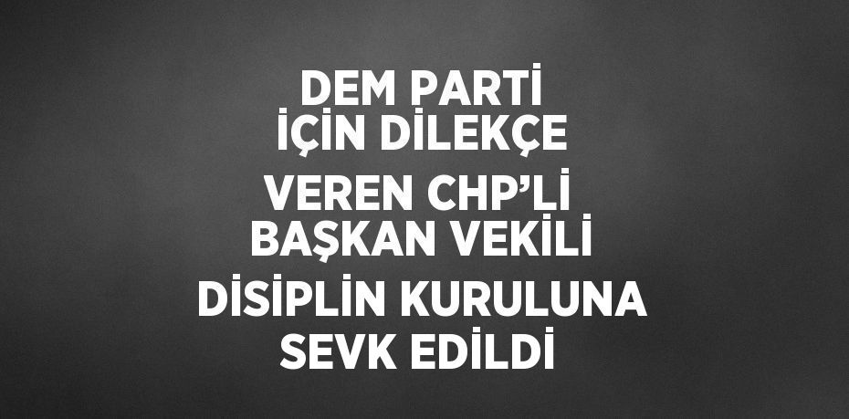 DEM PARTİ İÇİN DİLEKÇE VEREN CHP’Lİ BAŞKAN VEKİLİ DİSİPLİN KURULUNA SEVK EDİLDİ