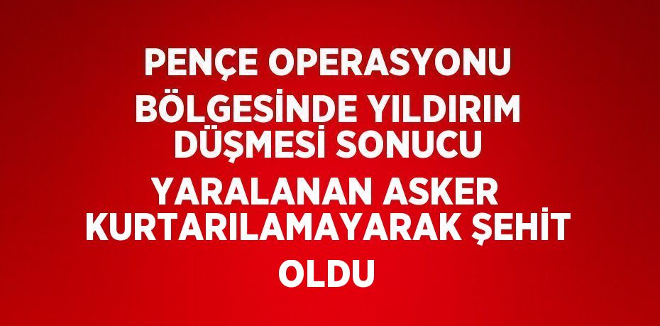 PENÇE OPERASYONU BÖLGESİNDE YILDIRIM DÜŞMESİ SONUCU YARALANAN ASKER KURTARILAMAYARAK ŞEHİT OLDU