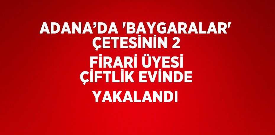 ADANA’DA 'BAYGARALAR' ÇETESİNİN 2 FİRARİ ÜYESİ ÇİFTLİK EVİNDE YAKALANDI