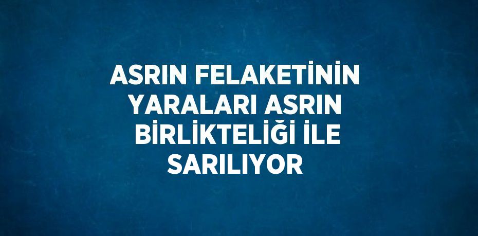 ASRIN FELAKETİNİN YARALARI ASRIN BİRLİKTELİĞİ İLE SARILIYOR