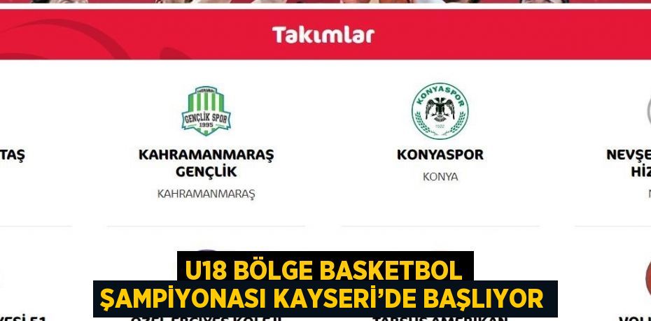 U18 BÖLGE BASKETBOL ŞAMPİYONASI KAYSERİ’DE BAŞLIYOR