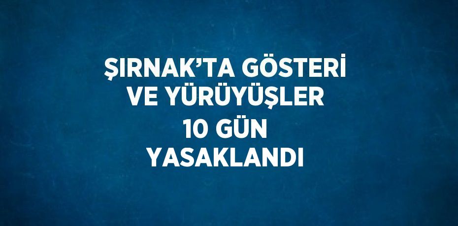 ŞIRNAK’TA GÖSTERİ VE YÜRÜYÜŞLER 10 GÜN YASAKLANDI