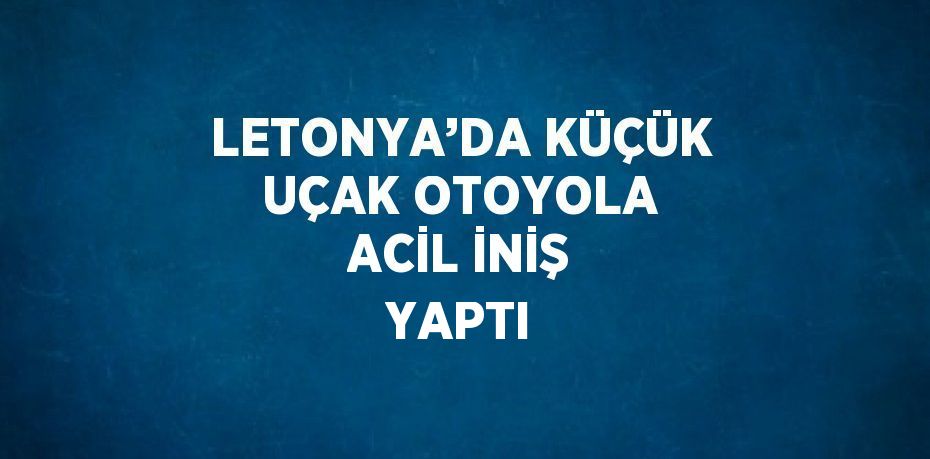 LETONYA’DA KÜÇÜK UÇAK OTOYOLA ACİL İNİŞ YAPTI