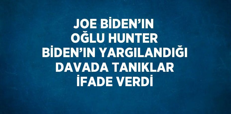 JOE BİDEN’IN OĞLU HUNTER BİDEN’IN YARGILANDIĞI DAVADA TANIKLAR İFADE VERDİ