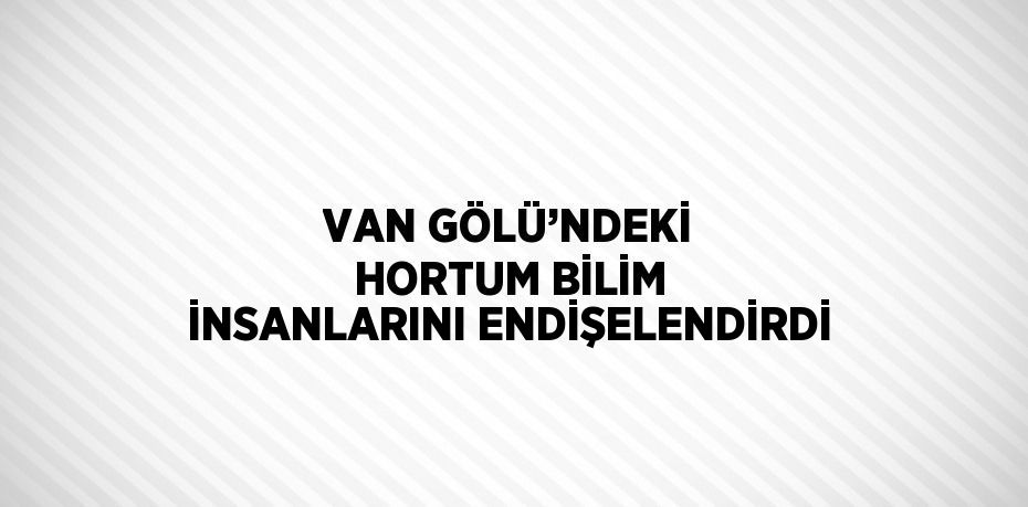 VAN GÖLÜ’NDEKİ HORTUM BİLİM İNSANLARINI ENDİŞELENDİRDİ
