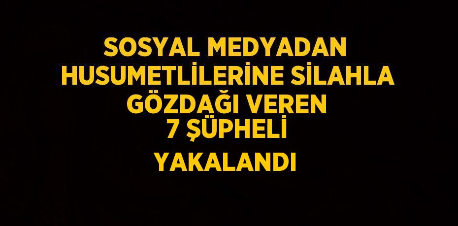 SOSYAL MEDYADAN HUSUMETLİLERİNE SİLAHLA GÖZDAĞI VEREN 7 ŞÜPHELİ YAKALANDI