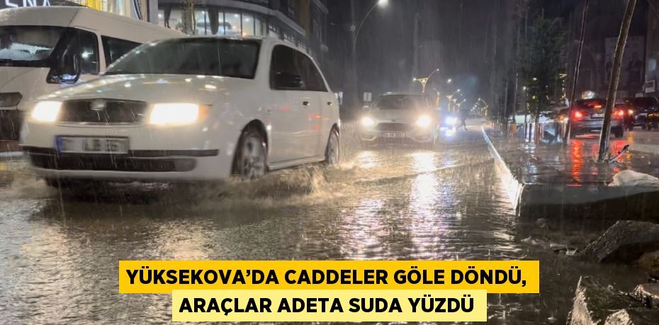 YÜKSEKOVA’DA CADDELER GÖLE DÖNDÜ, ARAÇLAR ADETA SUDA YÜZDÜ