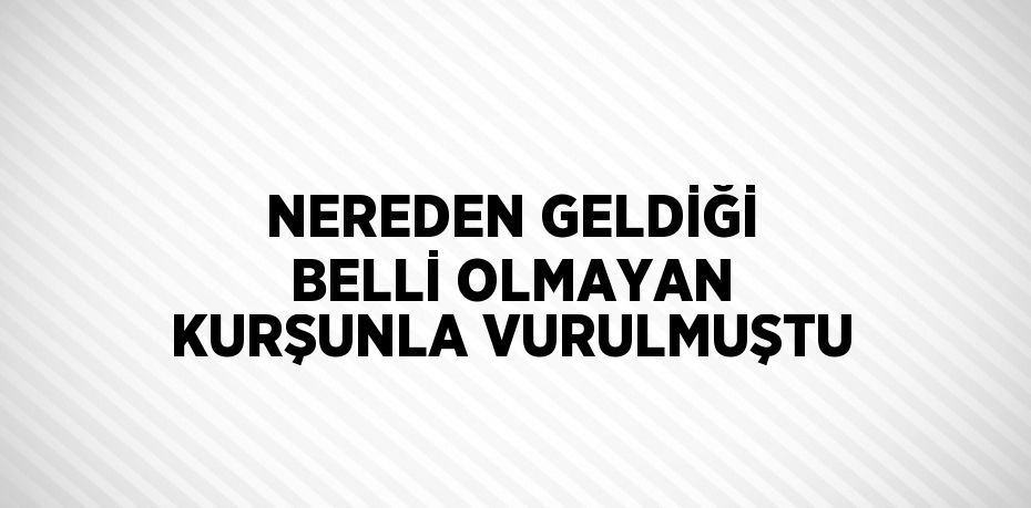 NEREDEN GELDİĞİ BELLİ OLMAYAN KURŞUNLA VURULMUŞTU
