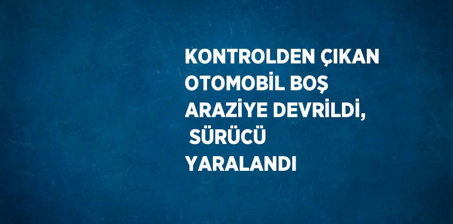 KONTROLDEN ÇIKAN OTOMOBİL BOŞ ARAZİYE DEVRİLDİ, SÜRÜCÜ YARALANDI