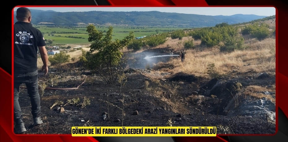 Gönen'de iki farklı bölgedeki arazi yangınları söndürüldü