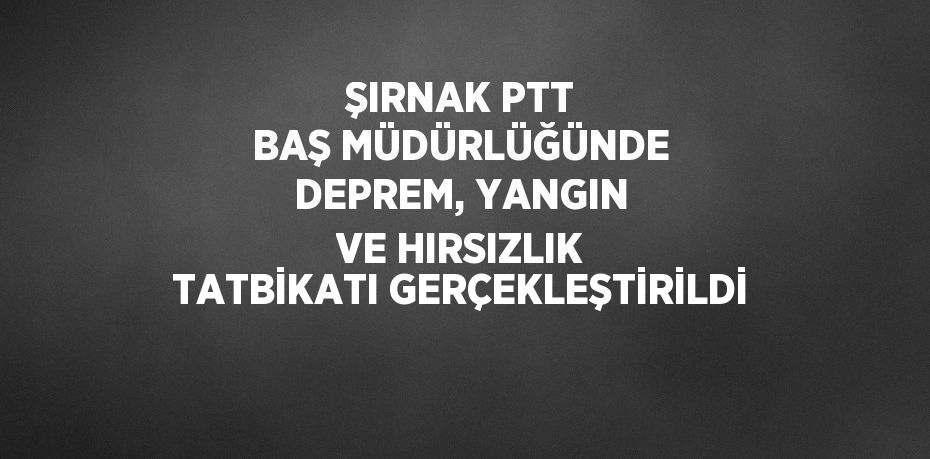 ŞIRNAK PTT BAŞ MÜDÜRLÜĞÜNDE DEPREM, YANGIN VE HIRSIZLIK TATBİKATI GERÇEKLEŞTİRİLDİ