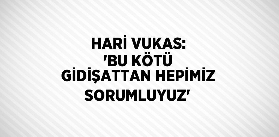 HARİ VUKAS: 'BU KÖTÜ GİDİŞATTAN HEPİMİZ SORUMLUYUZ'