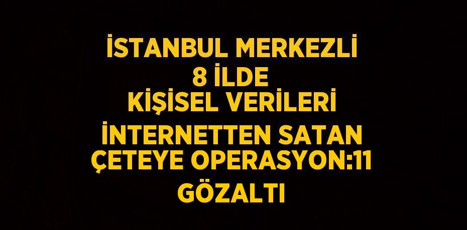 İSTANBUL MERKEZLİ 8 İLDE KİŞİSEL VERİLERİ İNTERNETTEN SATAN ÇETEYE OPERASYON:11 GÖZALTI