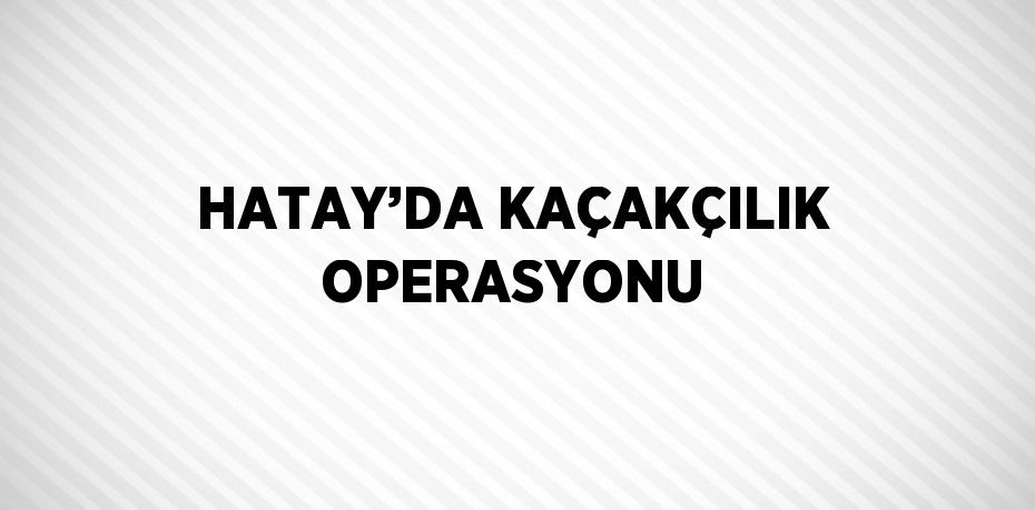 HATAY’DA KAÇAKÇILIK OPERASYONU