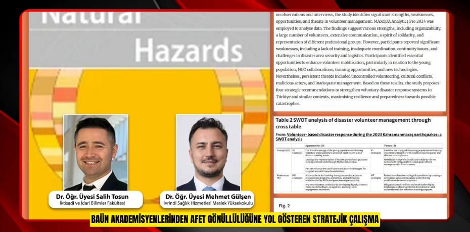 BAÜN AKADEMİSYENLERİNDEN AFET GÖNÜLLÜLÜĞÜNE YOL GÖSTEREN STRATEJİK ÇALIŞMA