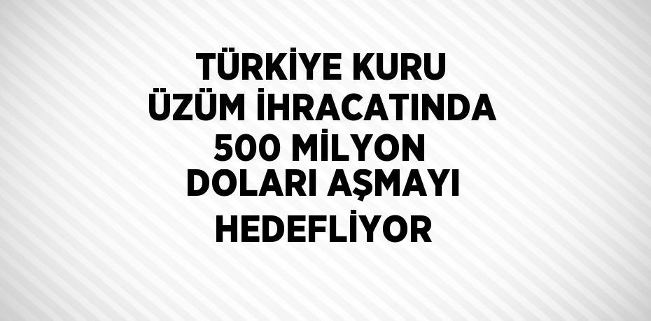 TÜRKİYE KURU ÜZÜM İHRACATINDA 500 MİLYON DOLARI AŞMAYI HEDEFLİYOR