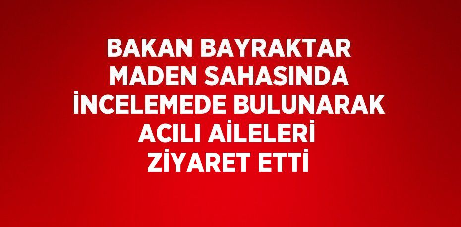 BAKAN BAYRAKTAR MADEN SAHASINDA İNCELEMEDE BULUNARAK ACILI AİLELERİ ZİYARET ETTİ