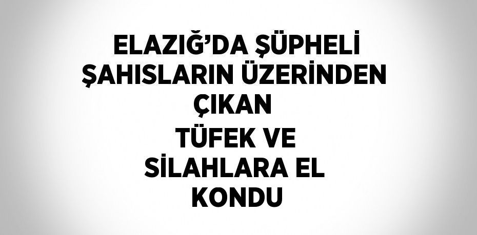 ELAZIĞ’DA ŞÜPHELİ ŞAHISLARIN ÜZERİNDEN ÇIKAN TÜFEK VE SİLAHLARA EL KONDU