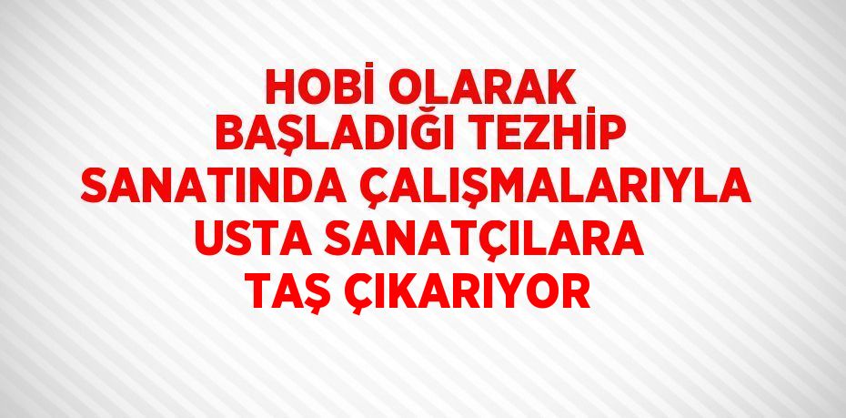 HOBİ OLARAK BAŞLADIĞI TEZHİP SANATINDA ÇALIŞMALARIYLA USTA SANATÇILARA TAŞ ÇIKARIYOR