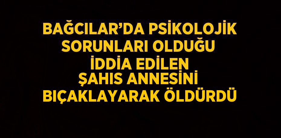 BAĞCILAR’DA PSİKOLOJİK SORUNLARI OLDUĞU İDDİA EDİLEN ŞAHIS ANNESİNİ BIÇAKLAYARAK ÖLDÜRDÜ