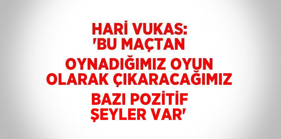 HARİ VUKAS: 'BU MAÇTAN OYNADIĞIMIZ OYUN OLARAK ÇIKARACAĞIMIZ BAZI POZİTİF ŞEYLER VAR'