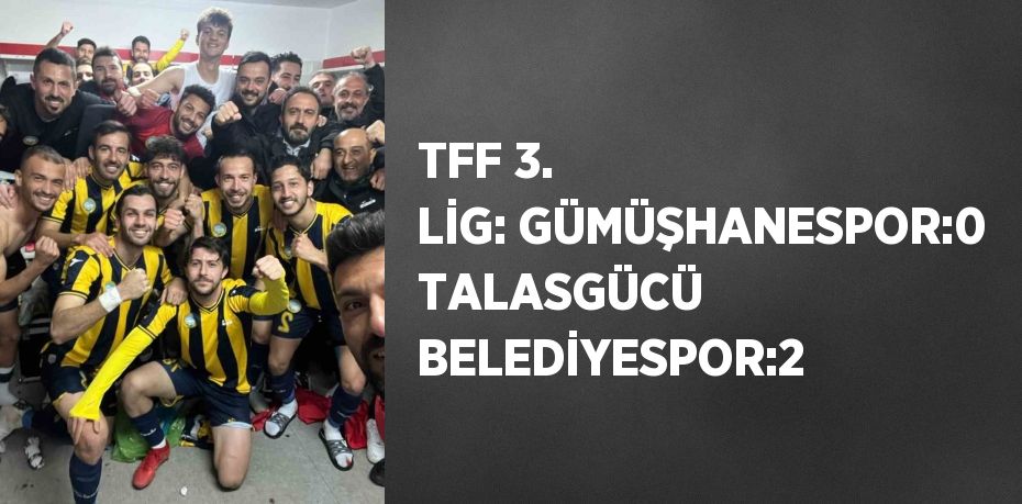 TFF 3. LİG: GÜMÜŞHANESPOR:0 TALASGÜCÜ BELEDİYESPOR:2