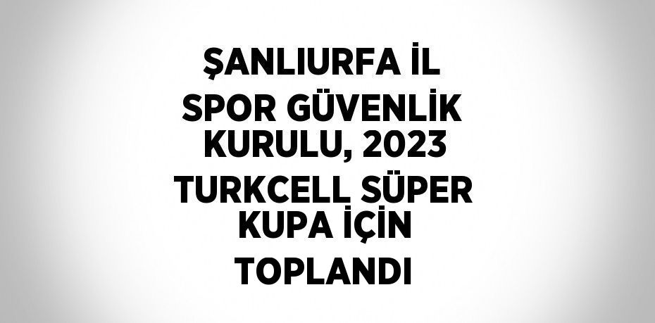 ŞANLIURFA İL SPOR GÜVENLİK KURULU, 2023 TURKCELL SÜPER KUPA İÇİN TOPLANDI