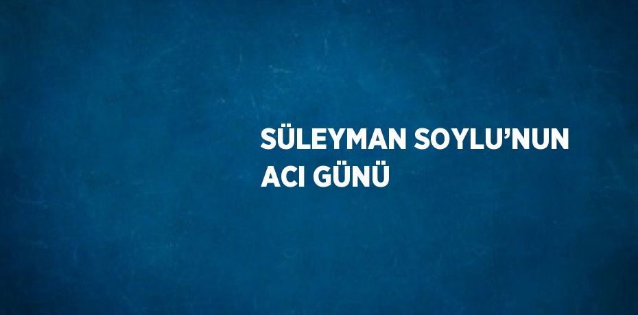 SÜLEYMAN SOYLU’NUN ACI GÜNÜ