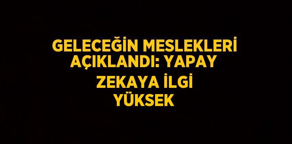 GELECEĞİN MESLEKLERİ AÇIKLANDI: YAPAY ZEKAYA İLGİ YÜKSEK