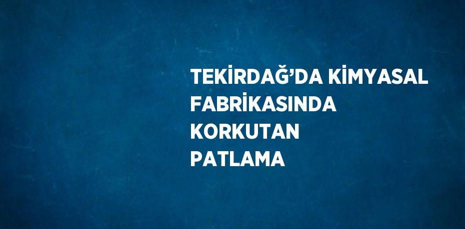 TEKİRDAĞ’DA KİMYASAL FABRİKASINDA KORKUTAN PATLAMA