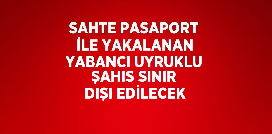 SAHTE PASAPORT İLE YAKALANAN YABANCI UYRUKLU ŞAHIS SINIR DIŞI EDİLECEK