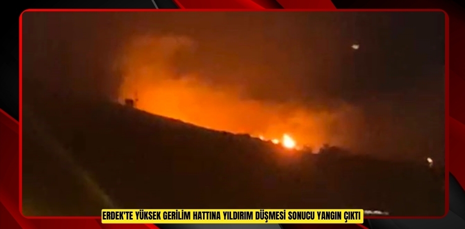 Erdek'te yüksek gerilim hattına yıldırım düşmesi sonucu yangın çıktı  