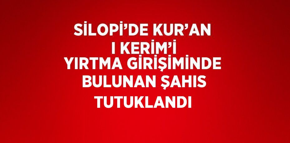 SİLOPİ’DE KUR’AN I KERİM’İ YIRTMA GİRİŞİMİNDE BULUNAN ŞAHIS TUTUKLANDI