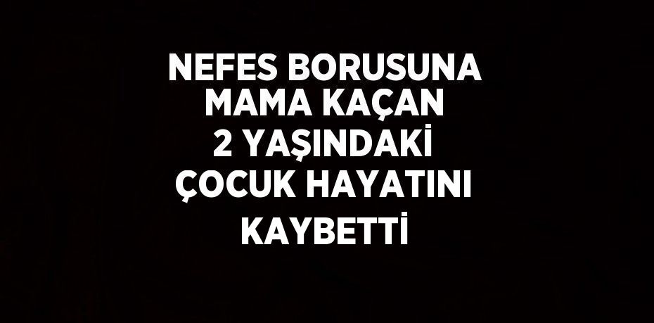 NEFES BORUSUNA MAMA KAÇAN 2 YAŞINDAKİ ÇOCUK HAYATINI KAYBETTİ