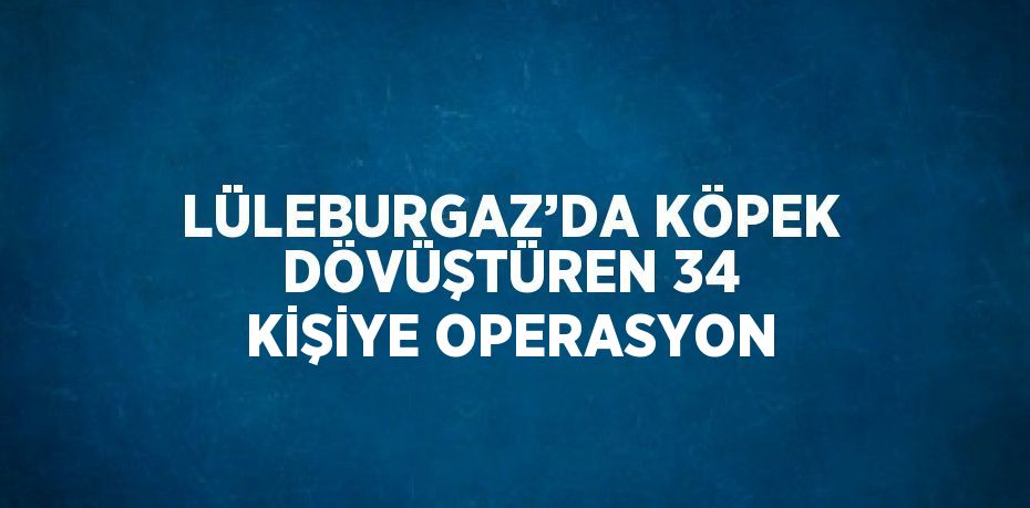 LÜLEBURGAZ’DA KÖPEK DÖVÜŞTÜREN 34 KİŞİYE OPERASYON