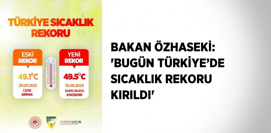 BAKAN ÖZHASEKİ: 'BUGÜN TÜRKİYE’DE SICAKLIK REKORU KIRILDI'