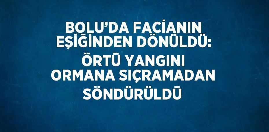 BOLU’DA FACİANIN EŞİĞİNDEN DÖNÜLDÜ: ÖRTÜ YANGINI ORMANA SIÇRAMADAN SÖNDÜRÜLDÜ