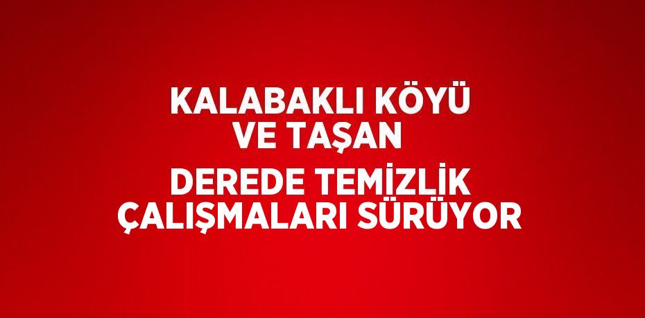 KALABAKLI KÖYÜ VE TAŞAN DEREDE TEMİZLİK ÇALIŞMALARI SÜRÜYOR