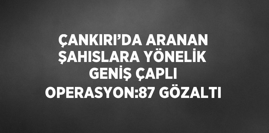 ÇANKIRI’DA ARANAN ŞAHISLARA YÖNELİK GENİŞ ÇAPLI OPERASYON:87 GÖZALTI