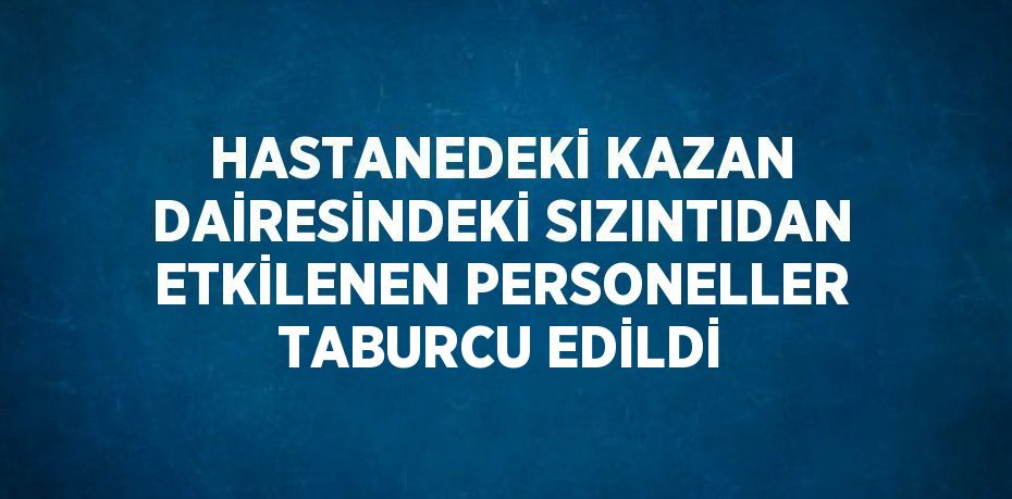 HASTANEDEKİ KAZAN DAİRESİNDEKİ SIZINTIDAN ETKİLENEN PERSONELLER TABURCU EDİLDİ