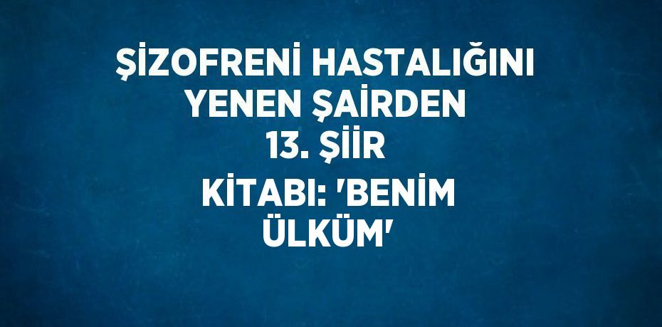 ŞİZOFRENİ HASTALIĞINI YENEN ŞAİRDEN 13. ŞİİR KİTABI: 'BENİM ÜLKÜM'